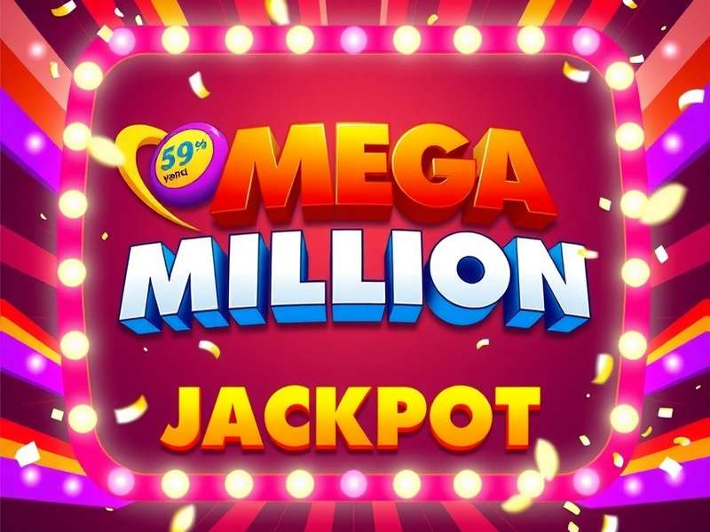 Mega Millions lottery balls and ticket with the next drawing date highlighted