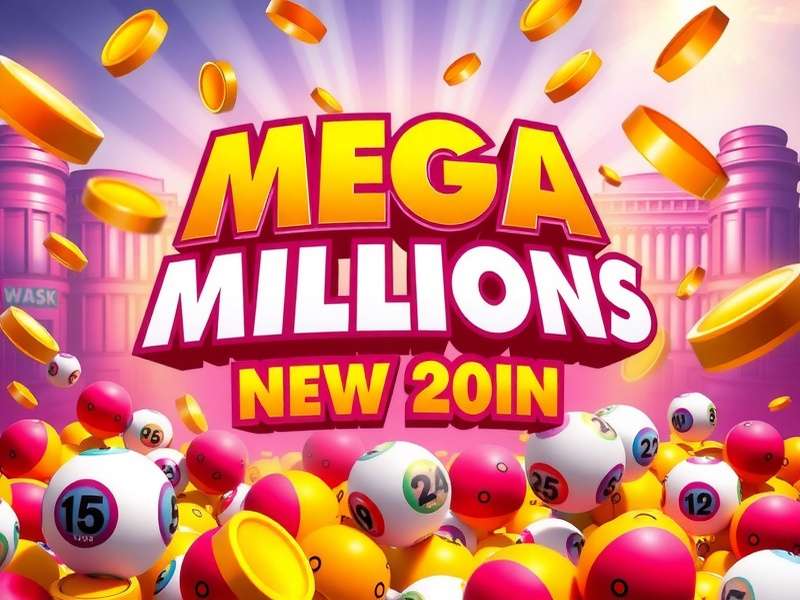 Mega Millions lottery ticket and winning numbers display