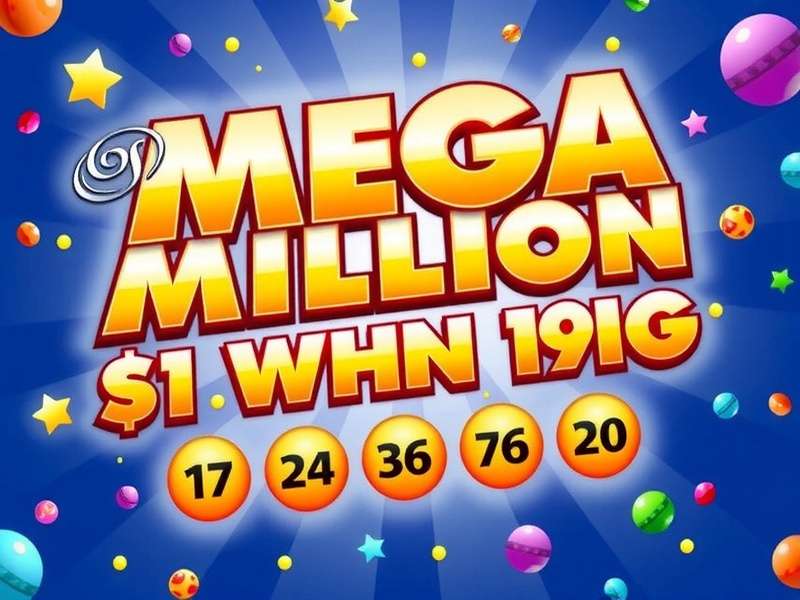 Mega Millions lottery balls and ticket on a table