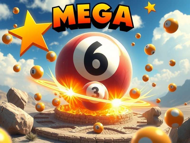 Mega Millions lottery tickets and jackpot display