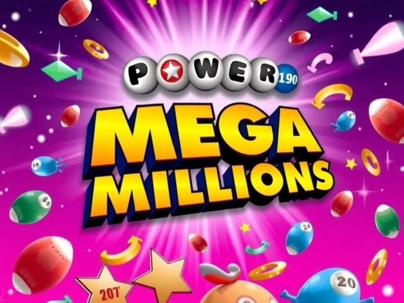 Mega Millions lottery tickets and winning numbers display