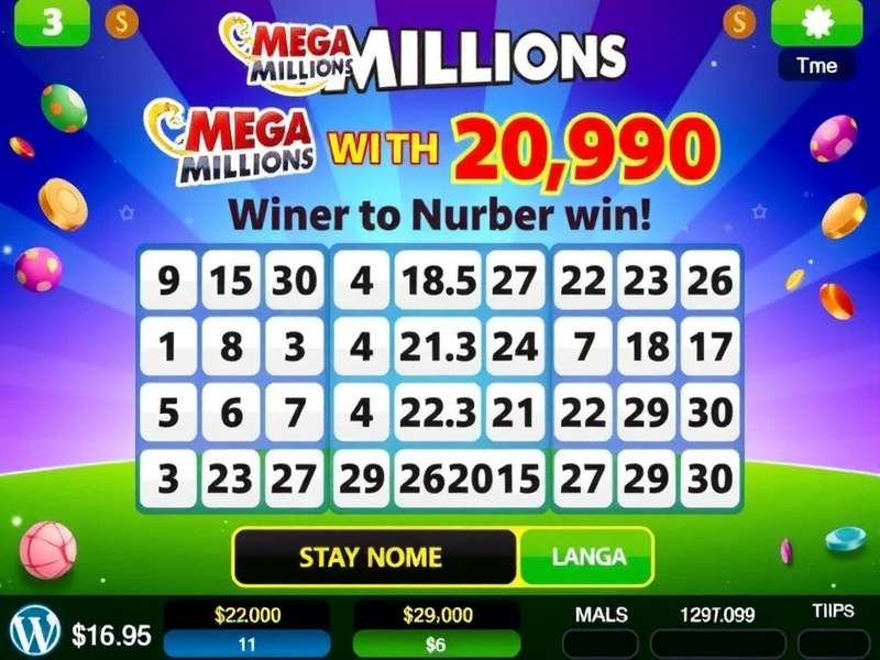 Mega Millions lottery tickets and winning numbers display