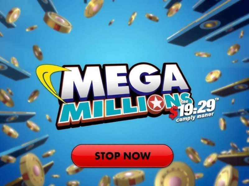 Mega Millions lottery tickets and clock showing draw time