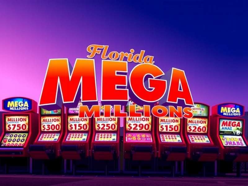 Florida Mega Millions lottery ticket and golden coins