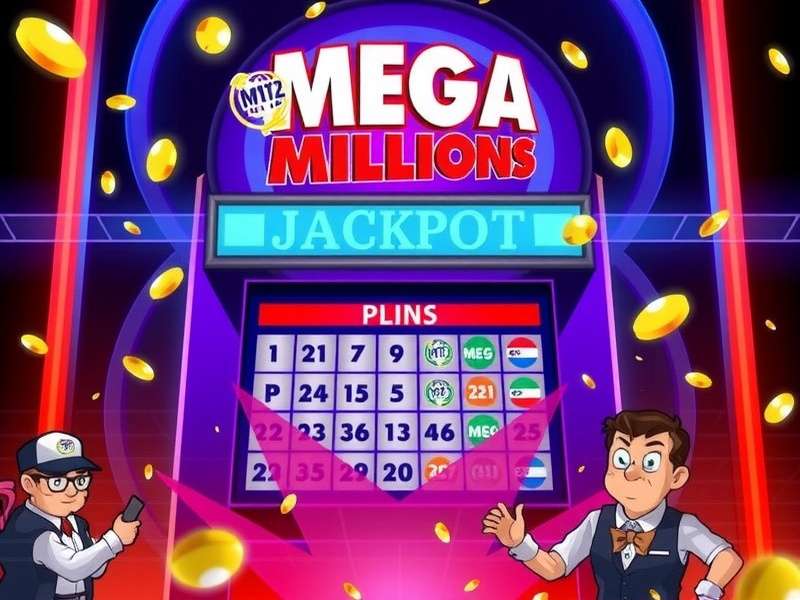 Mega Millions lottery balls and ticket close-up