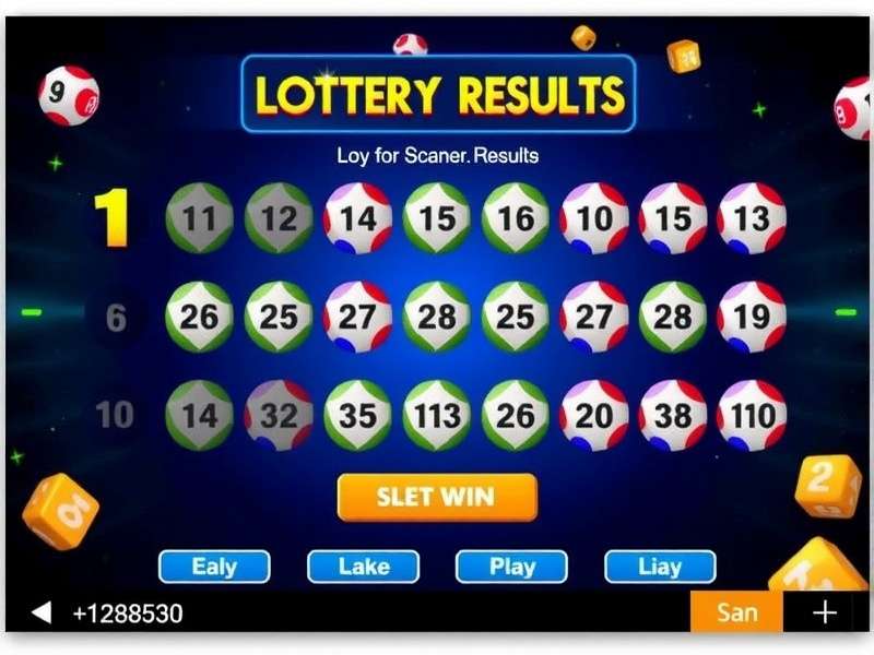 Mega Millions lottery tickets and a winning jackpot display