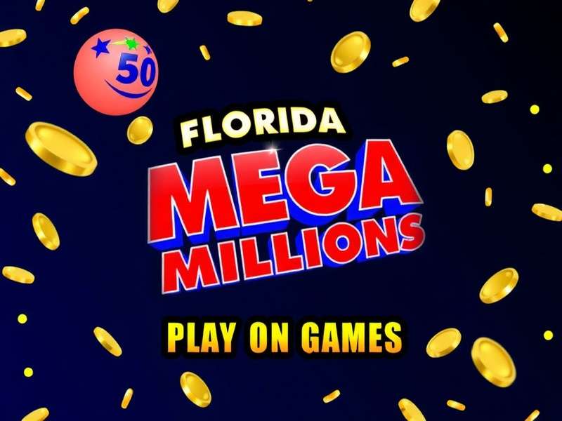 Florida Mega Millions ticket being checked with lottery balls in background