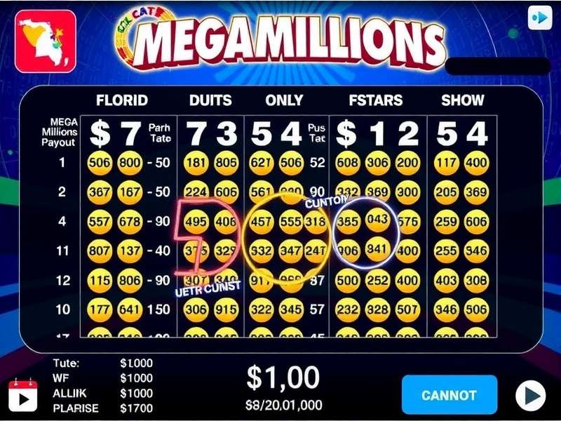 Florida Mega Millions Payout Chart showing prize tiers and odds