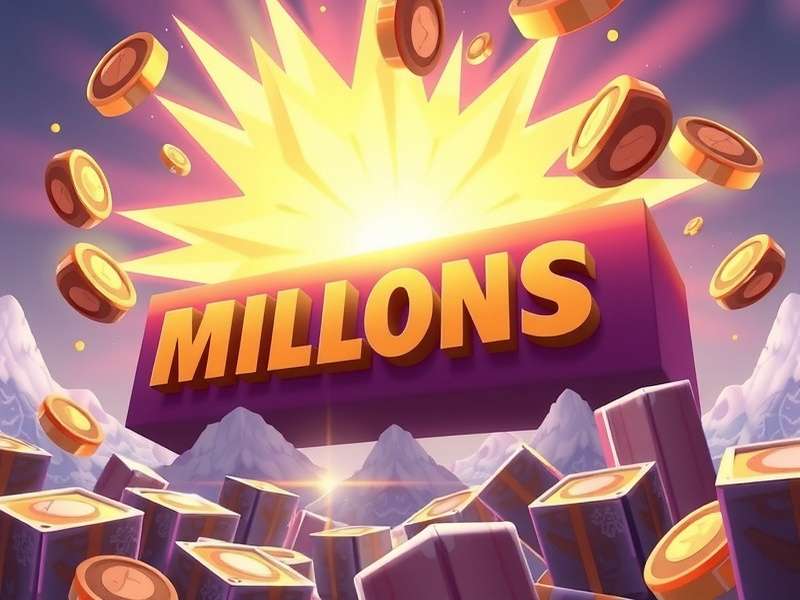 Mega Millions jackpot concept: gold coins and a lottery ticket