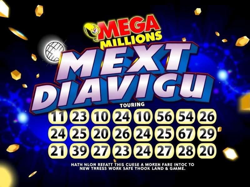 Mega Millions lottery balls and ticket with large jackpot numbers
