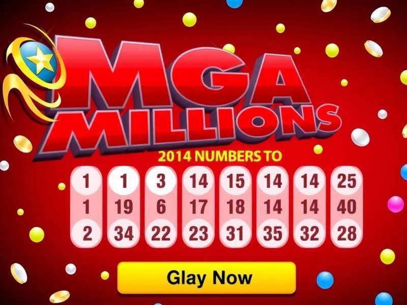Mega Millions lottery tickets and a winning jackpot ball display