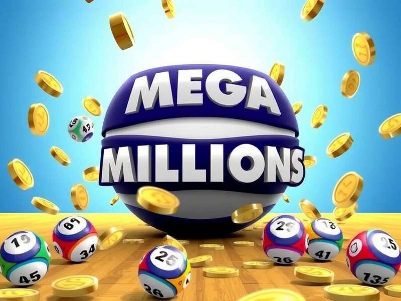 Mega Millions lottery tickets and gold coins representing jackpot prizes