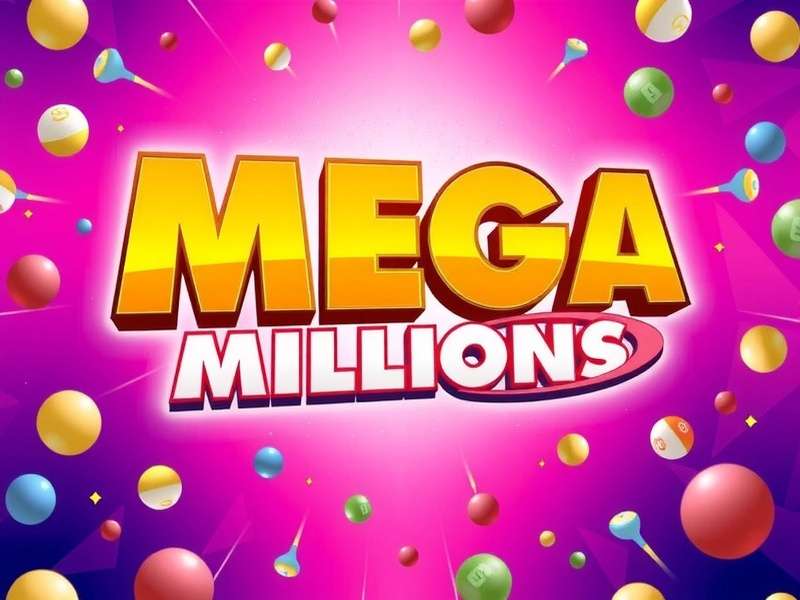 Mega Millions Lottery Drawing official studio with gold balls and drawing machine