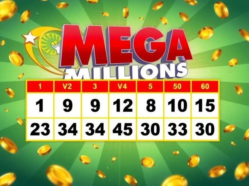 Mega Millions winning lottery tickets and gold coins representing jackpot success