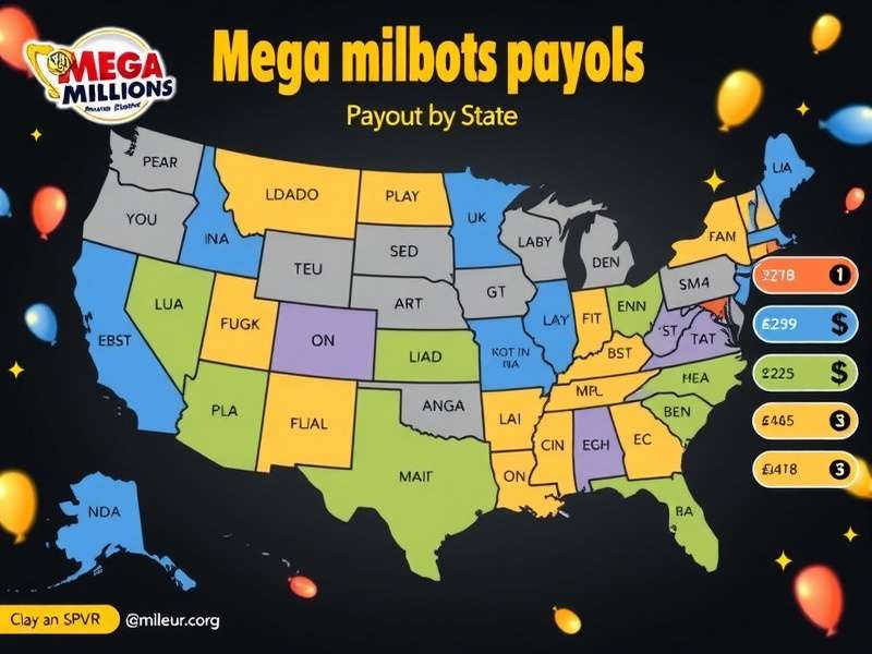 Mega Millions payout by state comparison chart showing cash lump sum and annuity values across different US states