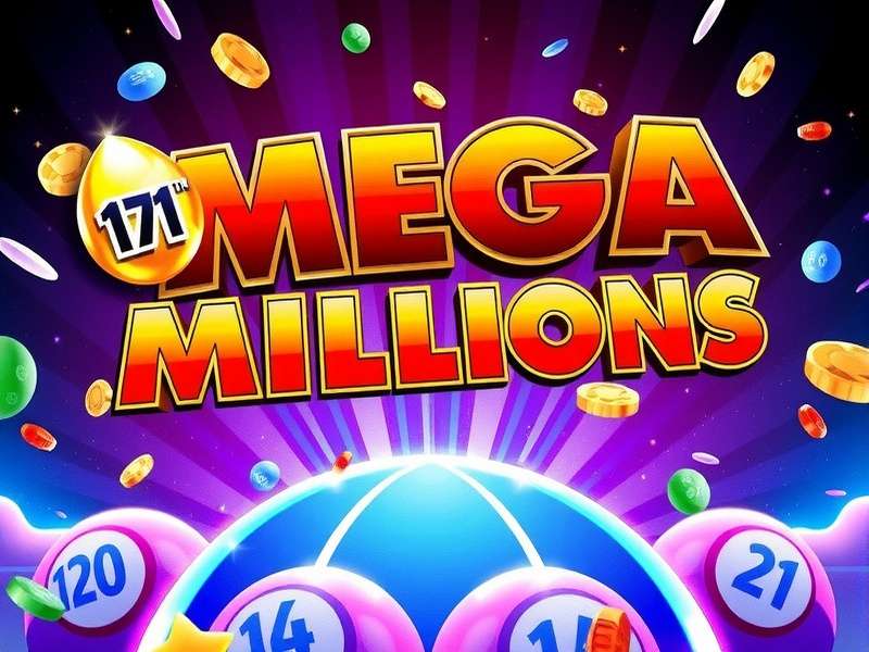 Mega Millions lottery tickets and cash prize display