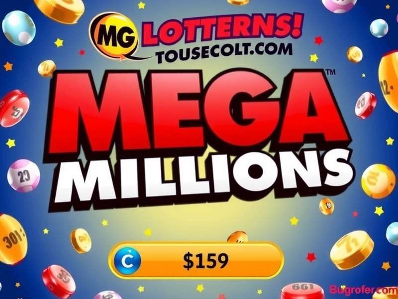 Mega Millions Lottery Results banner featuring winning numbers and analysis dashboard