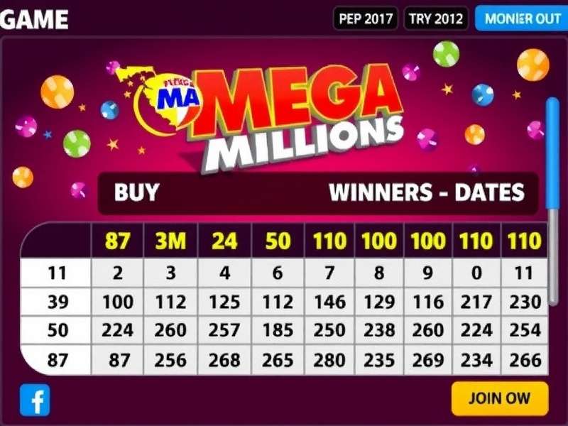 Florida Mega Millions winning numbers display board with jackpot and date information