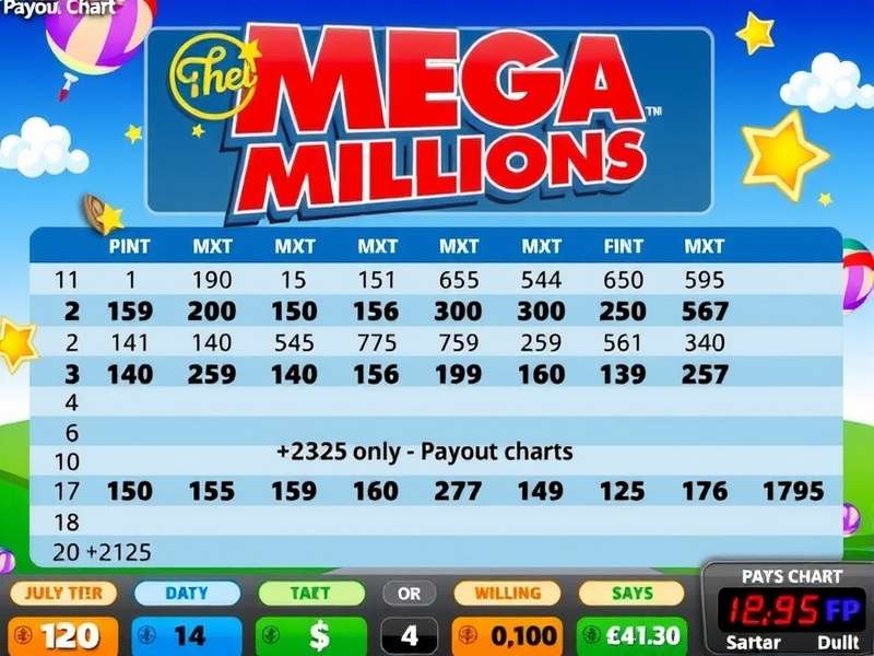 Mega Millions Payout Chart showing all prize tiers from jackpot to $2 match