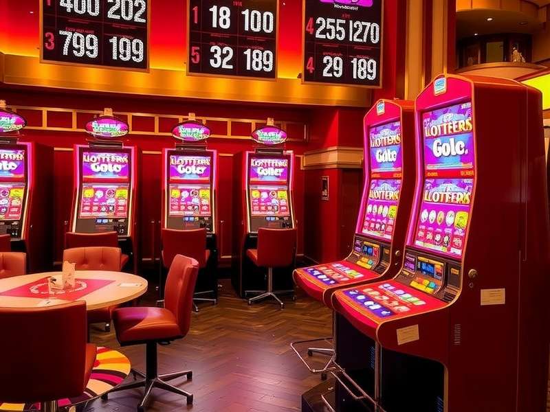 Mega Millions lottery tickets and golden jackpot coins