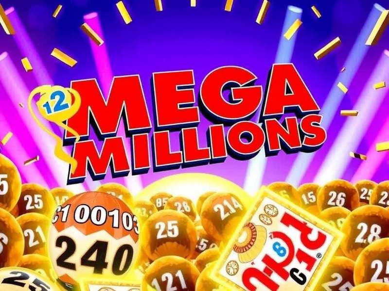 Mega Millions sample ticket showing five white balls and a gold Mega Ball